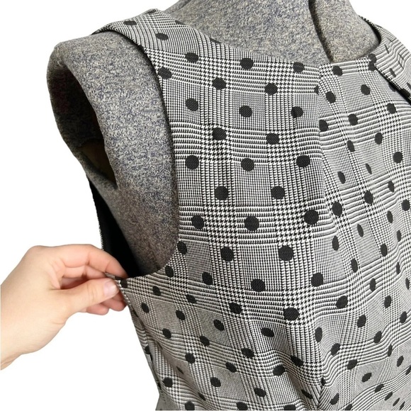 Elle Gray Glen Plaid Polka Dot Houndstooth Fit & Flare Sleeveless Dress - Picture 3 of 14